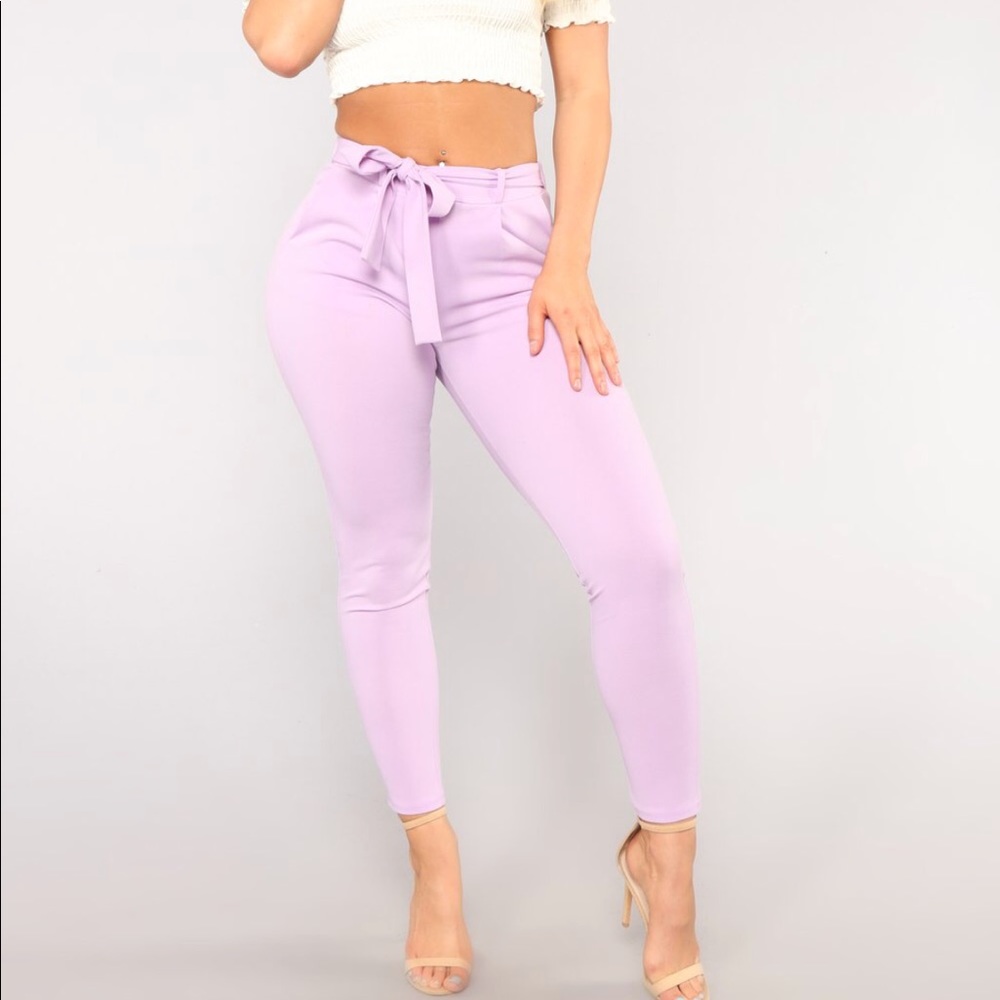 fashion nova tie waste purple pants